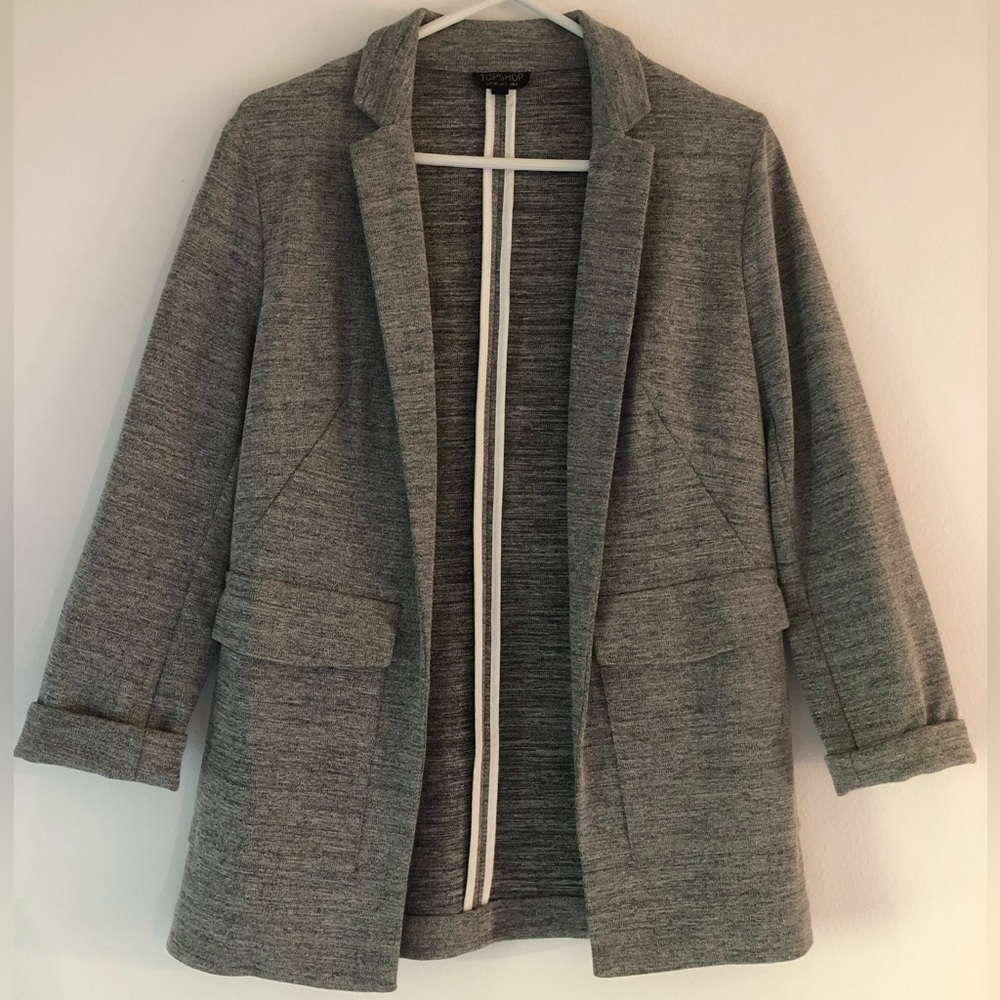 Topshop Heathered Grey Blazer Size 2